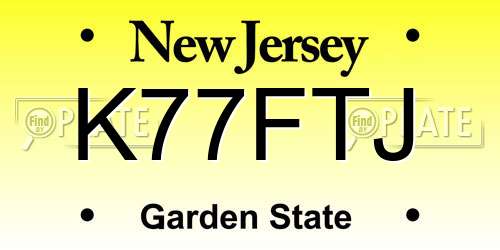 K77FTJ New Jersey License Plate