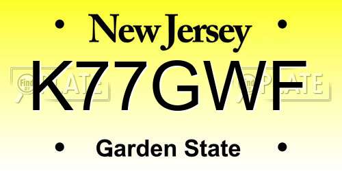K77GWF New Jersey License Plate