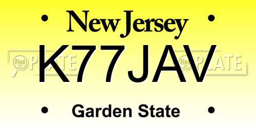 K77JAV New Jersey License Plate