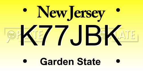 K77JBK New Jersey License Plate