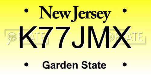 K77JMX New Jersey License Plate