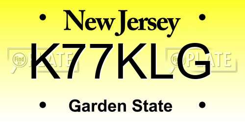 K77KLG New Jersey License Plate
