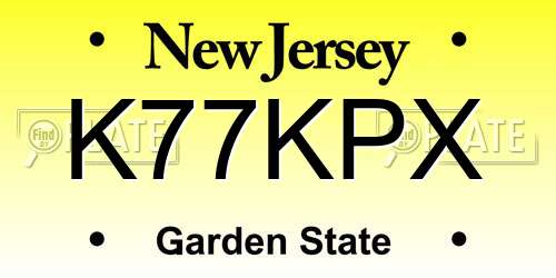 K77KPX New Jersey License Plate