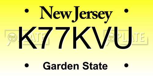 K77KVU New Jersey License Plate
