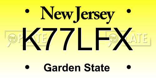 K77LFX New Jersey License Plate