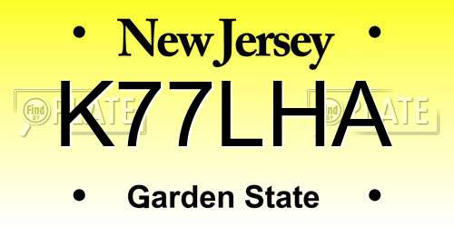 K77LHA New Jersey License Plate