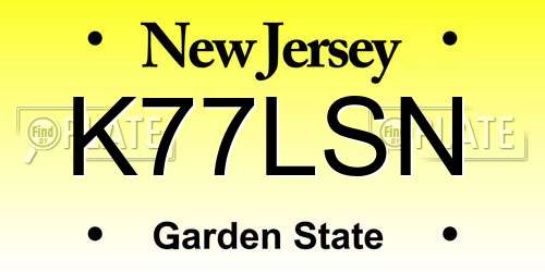 K77LSN New Jersey License Plate