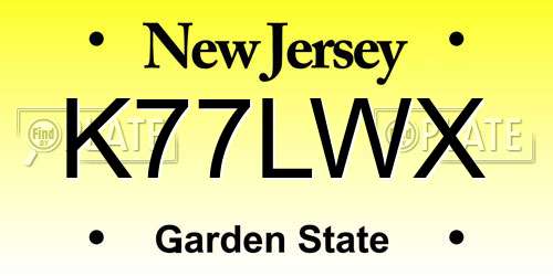 K77LWX New Jersey License Plate