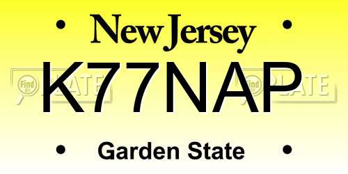 K77NAP New Jersey License Plate