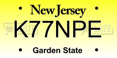 K77NPE New Jersey License Plate