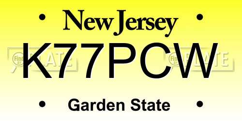 K77PCW New Jersey License Plate