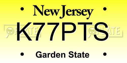 K77PTS New Jersey License Plate