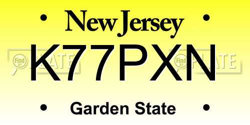 K77PXN New Jersey License Plate