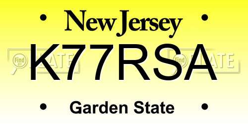K77RSA New Jersey License Plate
