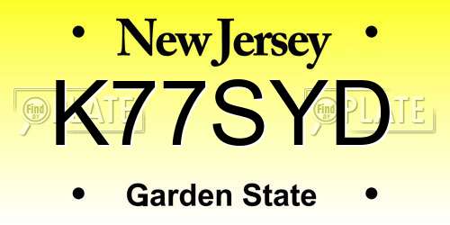 K77SYD New Jersey License Plate