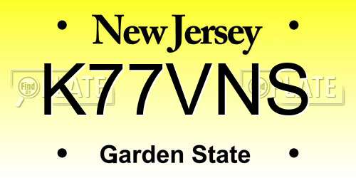 K77VNS New Jersey License Plate