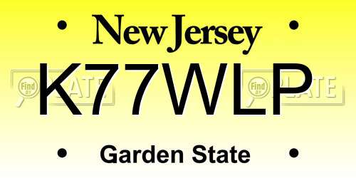 K77WLP New Jersey License Plate