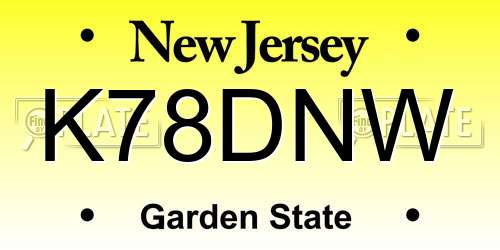 K78DNW New Jersey License Plate