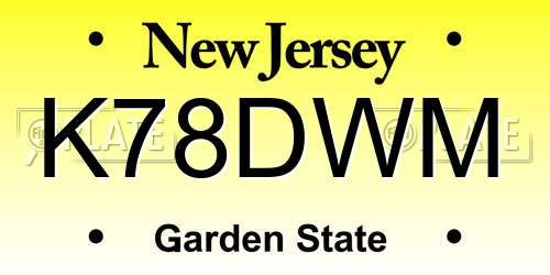 K78DWM New Jersey License Plate