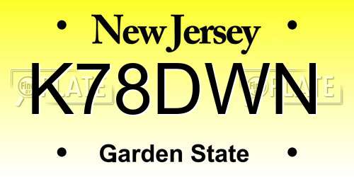 K78DWN New Jersey License Plate