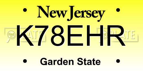 K78EHR New Jersey License Plate