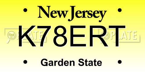 K78ERT New Jersey License Plate