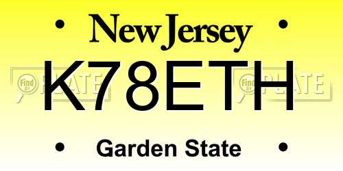 K78ETH New Jersey License Plate