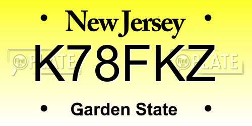 K78FKZ New Jersey License Plate