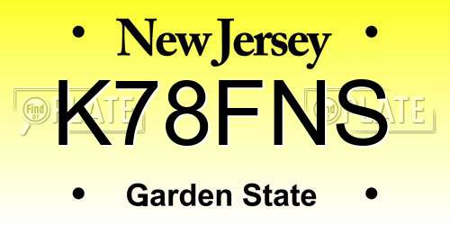 K78FNS New Jersey License Plate
