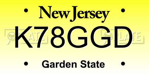 K78GGD New Jersey License Plate