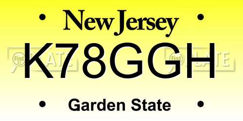 K78GGH New Jersey License Plate