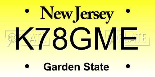 K78GME New Jersey License Plate