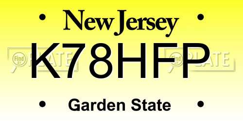 K78HFP New Jersey License Plate