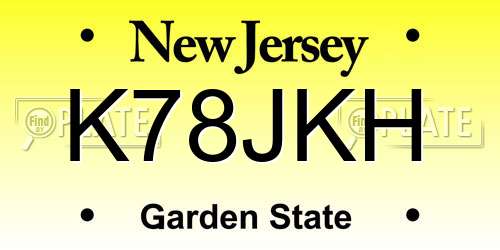 K78JKH New Jersey License Plate