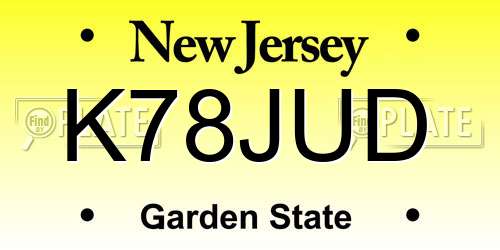 K78JUD New Jersey License Plate