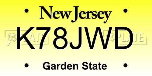 K78JWD New Jersey License Plate
