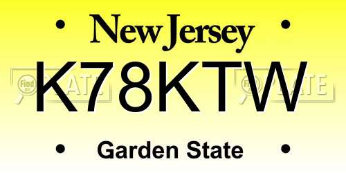 K78KTW New Jersey License Plate