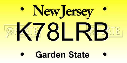 K78LRB New Jersey License Plate