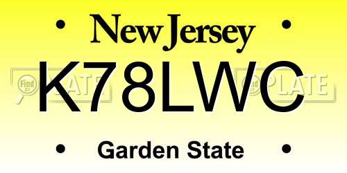 K78LWC New Jersey License Plate