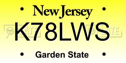 K78LWS New Jersey License Plate