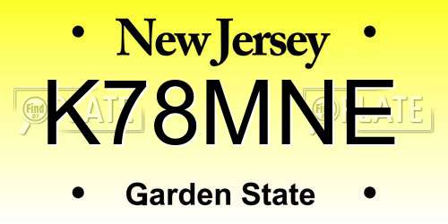 K78MNE New Jersey License Plate