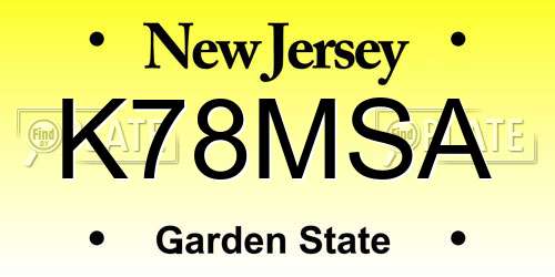 K78MSA New Jersey License Plate