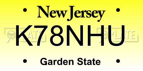 K78NHU New Jersey License Plate