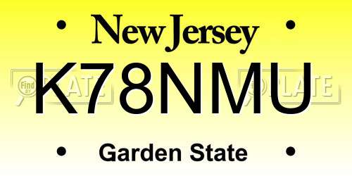 K78NMU New Jersey License Plate