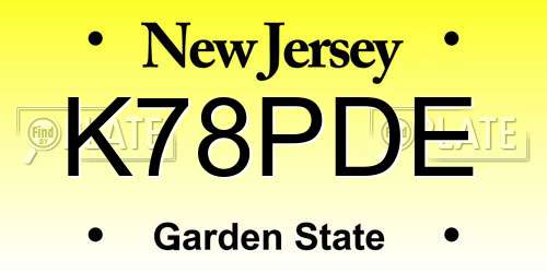 K78PDE New Jersey License Plate