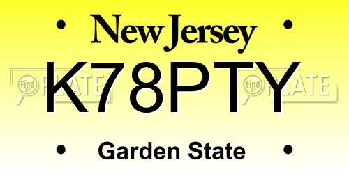 K78PTY New Jersey License Plate