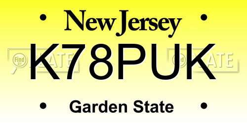 K78PUK New Jersey License Plate