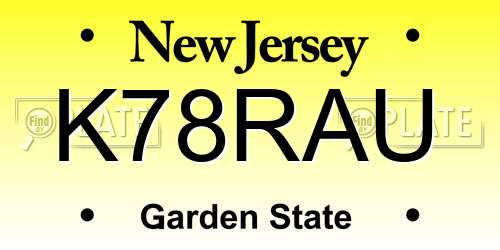 K78RAU New Jersey License Plate