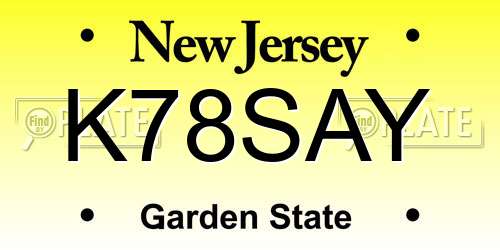 K78SAY New Jersey License Plate
