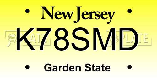 K78SMD New Jersey License Plate